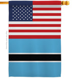 Botswana US Friendship - Nationality Flags of the World Vertical Impressions Decorative Flags HG140311 Made In USA
