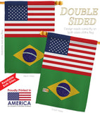 Brazil US Friendship - Nationality Flags of the World Vertical Impressions Decorative Flags HG140320 Made In USA