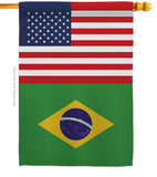 Brazil US Friendship - Nationality Flags of the World Vertical Impressions Decorative Flags HG140320 Made In USA