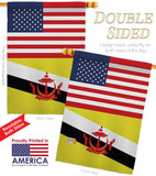 Brunei US Friendship - Nationality Flags of the World Vertical Impressions Decorative Flags HG140322 Made In USA