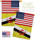Brunei US Friendship - Nationality Flags of the World Vertical Impressions Decorative Flags HG140322 Made In USA