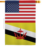 Brunei US Friendship - Nationality Flags of the World Vertical Impressions Decorative Flags HG140322 Made In USA