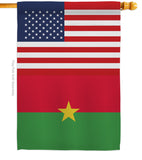 Burkina Faso US Friendship - Nationality Flags of the World Vertical Impressions Decorative Flags HG140324 Made In USA