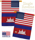 Cambodia US Friendship - Nationality Flags of the World Vertical Impressions Decorative Flags HG140327 Made In USA
