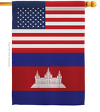 Cambodia US Friendship - Nationality Flags of the World Vertical Impressions Decorative Flags HG140327 Made In USA