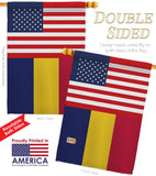 Chad US Friendship - Nationality Flags of the World Vertical Impressions Decorative Flags HG140334 Made In USA