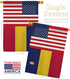Chad US Friendship - Nationality Flags of the World Vertical Impressions Decorative Flags HG140334 Made In USA