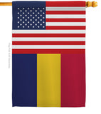 Chad US Friendship - Nationality Flags of the World Vertical Impressions Decorative Flags HG140334 Made In USA