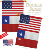 Chile US Friendship - Nationality Flags of the World Vertical Impressions Decorative Flags HG140335 Made In USA