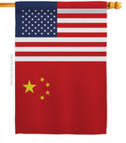 China US Friendship - Nationality Flags of the World Vertical Impressions Decorative Flags HG140336 Made In USA