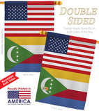Comoros US Friendship - Nationality Flags of the World Vertical Impressions Decorative Flags HG140340 Made In USA