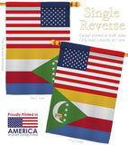Comoros US Friendship - Nationality Flags of the World Vertical Impressions Decorative Flags HG140340 Made In USA