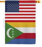 Comoros US Friendship - Nationality Flags of the World Vertical Impressions Decorative Flags HG140340 Made In USA