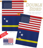 Curacao US Friendship - Nationality Flags of the World Vertical Impressions Decorative Flags HG140351 Made In USA
