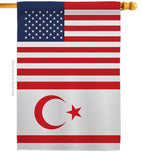 Cyprus Northern US Friendship - Nationality Flags of the World Vertical Impressions Decorative Flags HG140356 Made In USA
