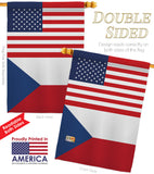 Czech Republic US Friendship - Nationality Flags of the World Vertical Impressions Decorative Flags HG140357 Made In USA
