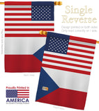 Czech Republic US Friendship - Nationality Flags of the World Vertical Impressions Decorative Flags HG140357 Made In USA