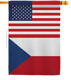 Czech Republic US Friendship - Nationality Flags of the World Vertical Impressions Decorative Flags HG140357 Made In USA