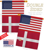 Denmark US Friendship - Nationality Flags of the World Vertical Impressions Decorative Flags HG140358 Made In USA
