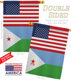Djibouti US Friendship - Nationality Flags of the World Vertical Impressions Decorative Flags HG140359 Made In USA