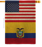 Ecuador US Friendship - Nationality Flags of the World Vertical Impressions Decorative Flags HG140365 Made In USA