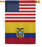 Ecuador US Friendship - Nationality Flags of the World Vertical Impressions Decorative Flags HG140365 Made In USA