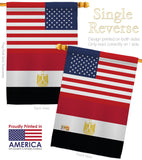 Egypt US Friendship - Nationality Flags of the World Vertical Impressions Decorative Flags HG140366 Made In USA