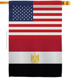 Egypt US Friendship - Nationality Flags of the World Vertical Impressions Decorative Flags HG140366 Made In USA