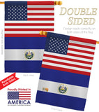 El Salvador US Friendship - Nationality Flags of the World Vertical Impressions Decorative Flags HG140367 Made In USA