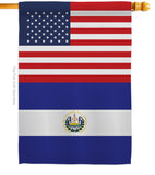 El Salvador US Friendship - Nationality Flags of the World Vertical Impressions Decorative Flags HG140367 Made In USA