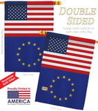 European US Friendship - Nationality Flags of the World Vertical Impressions Decorative Flags HG140373 Made In USA