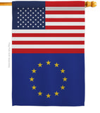 European US Friendship - Nationality Flags of the World Vertical Impressions Decorative Flags HG140373 Made In USA