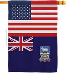 Falkland Islands US Friendship - Nationality Flags of the World Vertical Impressions Decorative Flags HG140374 Made In USA