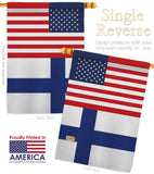 Finland US Friendship - Nationality Flags of the World Vertical Impressions Decorative Flags HG140378 Made In USA