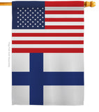 Finland US Friendship - Nationality Flags of the World Vertical Impressions Decorative Flags HG140378 Made In USA