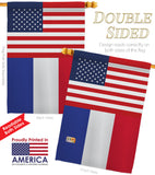 France US Friendship - Nationality Flags of the World Vertical Impressions Decorative Flags HG140379 Made In USA