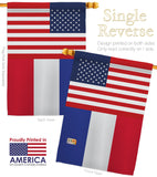 France US Friendship - Nationality Flags of the World Vertical Impressions Decorative Flags HG140379 Made In USA