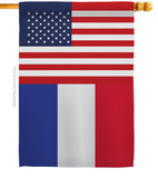 France US Friendship - Nationality Flags of the World Vertical Impressions Decorative Flags HG140379 Made In USA