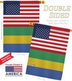 Gabon US Friendship - Nationality Flags of the World Vertical Impressions Decorative Flags HG140380 Made In USA