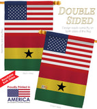 Ghana US Friendship - Nationality Flags of the World Vertical Impressions Decorative Flags HG140385 Made In USA