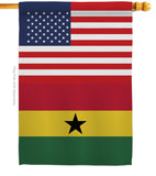 Ghana US Friendship - Nationality Flags of the World Vertical Impressions Decorative Flags HG140385 Made In USA