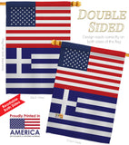 Greece US Friendship - Nationality Flags of the World Vertical Impressions Decorative Flags HG140387 Made In USA