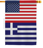 Greece US Friendship - Nationality Flags of the World Vertical Impressions Decorative Flags HG140387 Made In USA