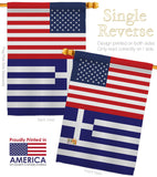 Greece US Friendship - Nationality Flags of the World Vertical Impressions Decorative Flags HG140387 Made In USA