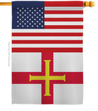 Guernsey US Friendship - Nationality Flags of the World Vertical Impressions Decorative Flags HG140392 Made In USA