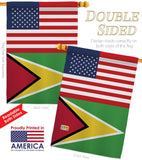 Guyana US Friendship - Nationality Flags of the World Vertical Impressions Decorative Flags HG140395 Made In USA