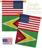 Guyana US Friendship - Nationality Flags of the World Vertical Impressions Decorative Flags HG140395 Made In USA