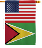 Guyana US Friendship - Nationality Flags of the World Vertical Impressions Decorative Flags HG140395 Made In USA