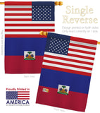 Haiti US Friendship - Nationality Flags of the World Vertical Impressions Decorative Flags HG140396 Made In USA