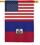 Haiti US Friendship - Nationality Flags of the World Vertical Impressions Decorative Flags HG140396 Made In USA